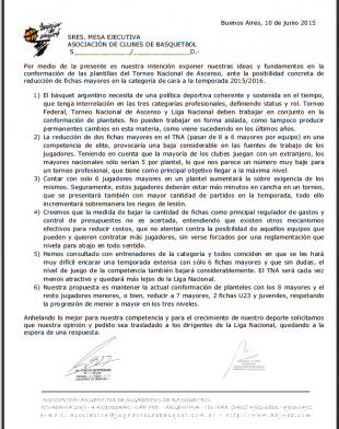 La AdJ se opone a la nueva conformaci�n de plantillas en el TNA