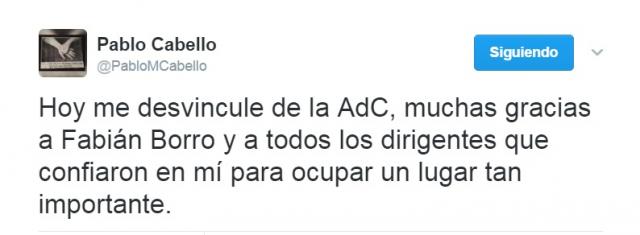 Pablo Cabello se desvincul� de la AdC