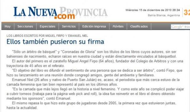 �Coronadas� en La Nueva Provincia