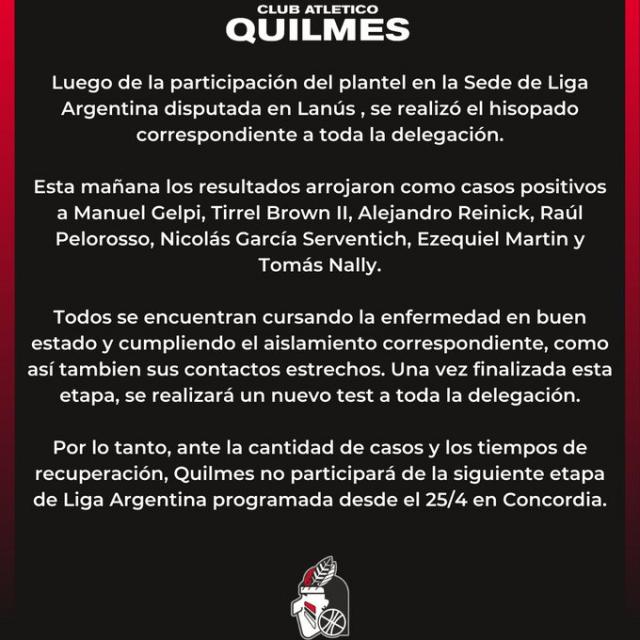 Quilmes se baja de la burbuja
