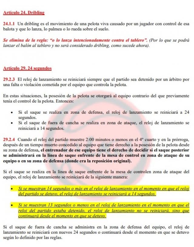 Interpretaciones a las nuevas reglas FIBA