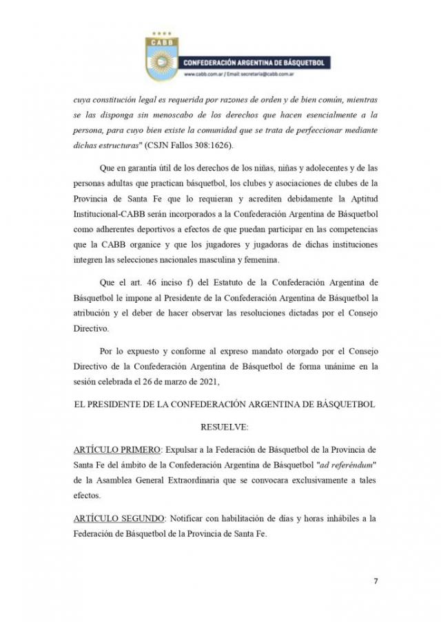 Se quebr� la relaci�n: CABB expuls� a la Federaci�n de Santa Fe